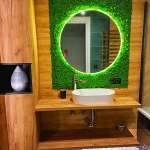 Badspiegel mit Beleuchtung und Moos